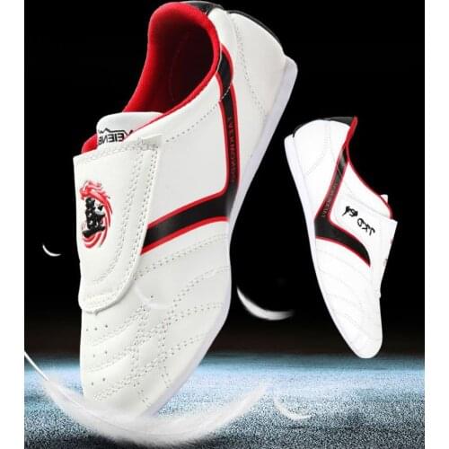 2018New Taekwondo Shoes Boxing Kung fu Tai Chi Kung Fu Shoes PU leather Tae kwon do Fitness & Body Building Shoes Kids and Adult