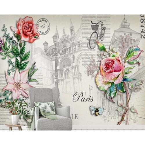Beibehang Custom Wallpaper European Hand Drawn Flowers Retro Fashion TV Background walls Living Room Bedroom murals 3d Wallpaper