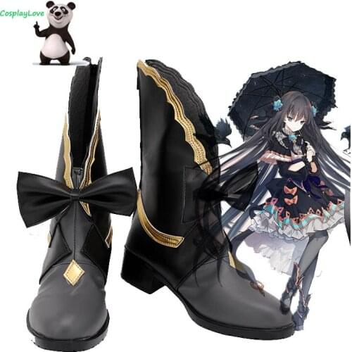 Arcaea Tairitsu Black Gray Cosplay Shoes Long Boots Leather Custom Made CosplayLove For Boy Men Christmas Halloween