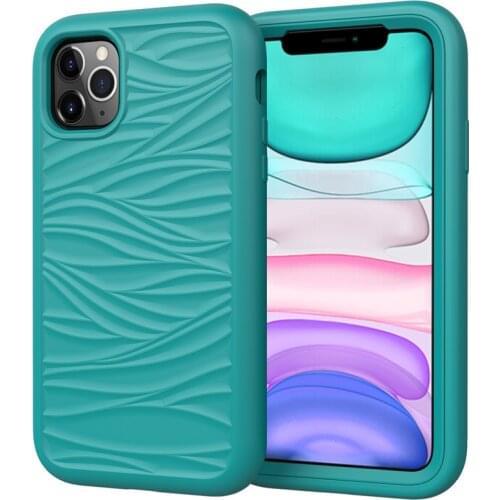 Front&Back Silicon Case iPhone 11Promax 12 x xr xs max 6 7 8 Plus SE Wavy Grain Colorful TPU Bumper Hybrid Anti Shock Phone Case