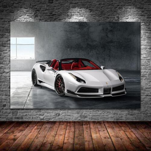 White Ferraris 488 Cabriolet Supercar Posters Modern Wall Art Picture Canvas Painting Poster and Prints for Living Room Decor