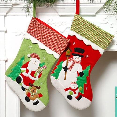 Christmas Candy Gift Socks Bags Beads Christmas Santa Claus Snowman Santa Candy Bag Noel Xmas Gift Socks Decorations Wholesale