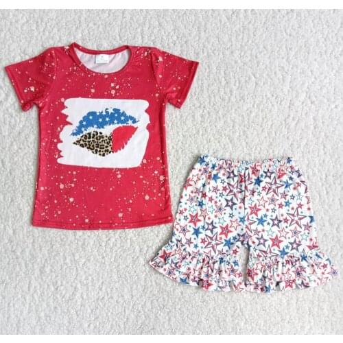 RTS Toddler girl clothes fashion short sleeve tee shirt top baby kids boutique outfits clothing sets summer 4th of july design