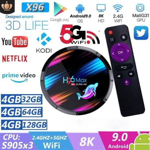 S905x3 Android 9.0 Network 8K STB Dual Band WiFi + Bluetooth TV Box Player