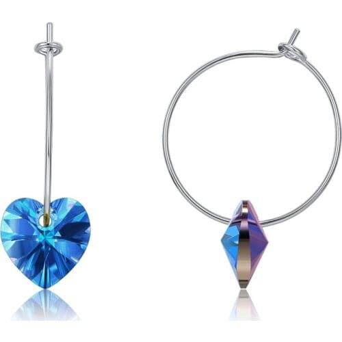 925 Sterling Silver Heart Earrings Hoop LEKANI With Crystals From Swarovski for Women Fine Jewelry Party Wedding Gfits