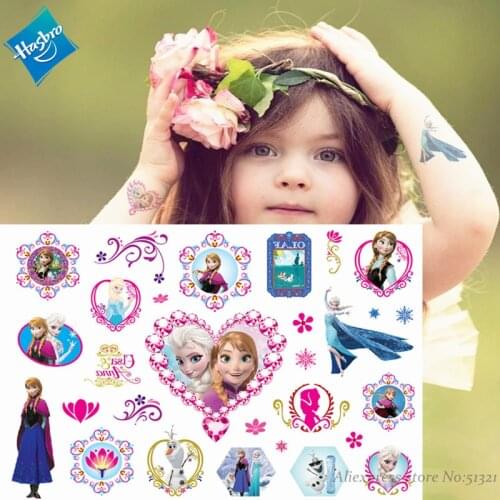 Hasbro Froze Elsa Cute Cartoon Temporary Tattoo Sticker For Children Toys Tatoo Paper Paste Waterproof Flash Kids Girl Gift
