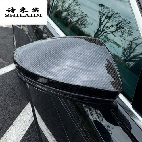 Car styling Carbon fiber for Audi A6 C8 2019 rearview mirror frame door mirror decoration covers Stickers Trim Auto accessories