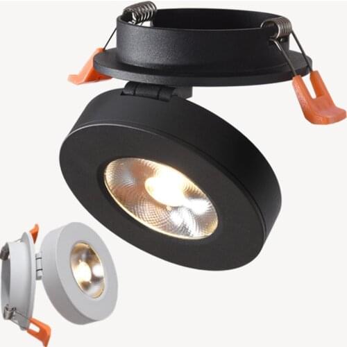 1Pcs Dimmable 5W-12W Ultra Slim LED Embedded Down Lamp, 90 Degree Foldable and 360 Degree Rotatable COB LED Ceiling Spot Light