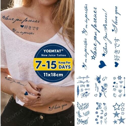 Juice Lasting Ink Tattoos Body Art Waterproof Temporary Tattoo Sticker Japanese I Love You Tatoo Arm Fake Anime Heart Tatto