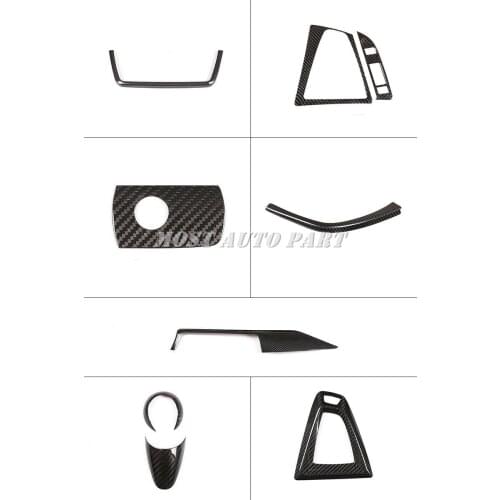 Carbon Fiber Car Center Console Gear Box Dasnboard Door Moulding Protection Strip Trim For BMW M3 M4 F80 F82 F83 2014-2018 9pcs
