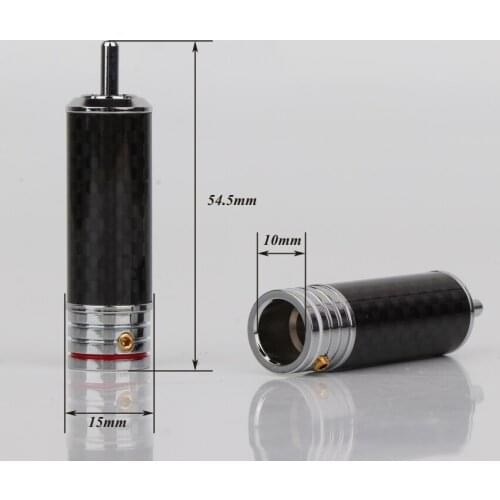 4pcs R1709 Hi Performacne RCA High quality Rhodium plated Hi-End RCA plug connector NON solder Carbon fiber RCA