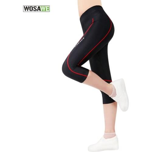 WOSAWE Cycling Pants Woman Breathable 3D Padded Bike Shorts Bicycle Tights 3/4 Pants Sports Cycling Trousers