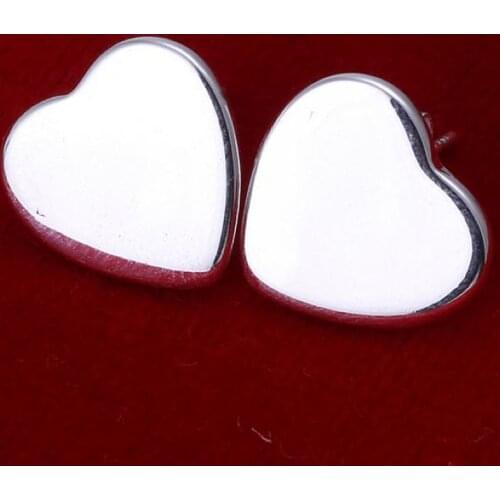 Romantic Heart lovely valentine gift silver color wedding Stud Earring Jewelry free shipping factory price E010