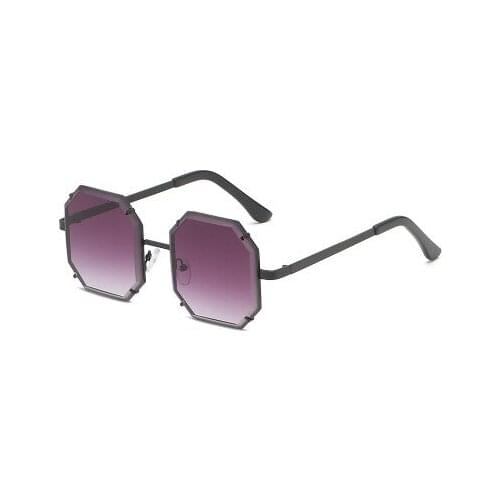 Unique Fashion Gradient Metal Big Oversized Rimless Square Women Sunglasses 2020 Dropshipping