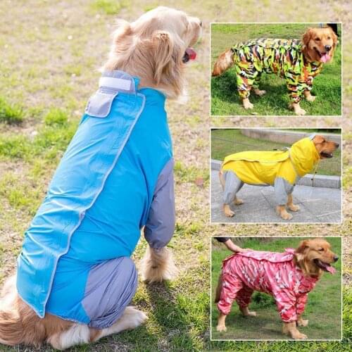 Female/Male Pet Large Dog Raincoat Outdoor Waterproof Clothes Hooded Jumpsuit Cloak For Big Dogs Overalls Rain Coat Labrador