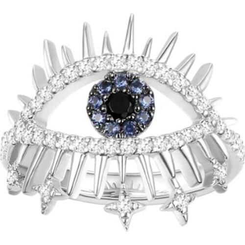 SLJELY Fashion Luxury Brand 925 Sterling Silver Pop Lucky Eye Finger Ring Micro Pave Cubic Zirconia Stones Fine Women Jewelry