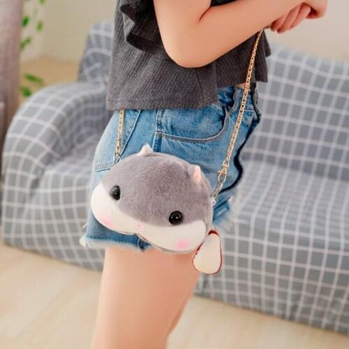 1pcs 17*21cm 2 Colors Cute Hamster Bag Stuffed Plush Toy Kawaii Soft Hamster Messenger Bag for Girls and Kids