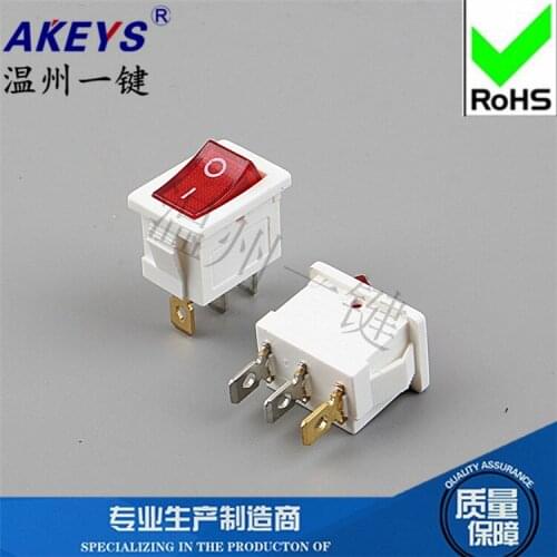 10pcs KCD1-102N-3P Three-legged second gear Rocker switch 15*21 White second gear red light