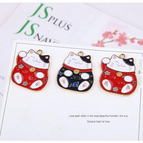 10pcs Japanese Style Lucky Cute Cat And Wind Cartoon Earrings For Girls Sweet Cartoon Animal earrings Diy Jewelry Accessories