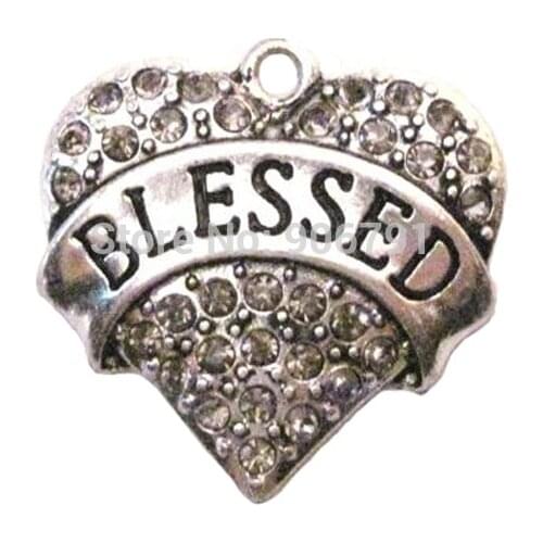 100pcs a lot rhodium plated fashion Blessed Crystal Heart Pendant(A100056)