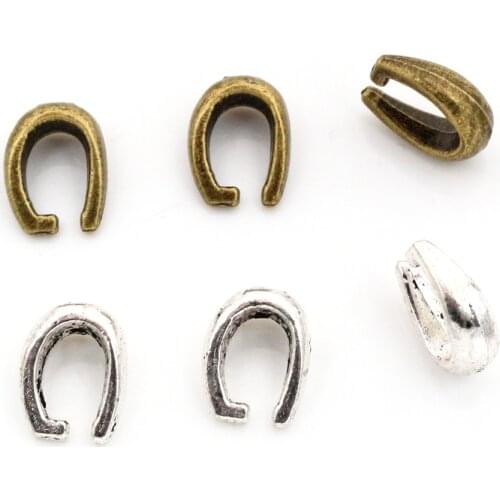 11x8mm 30pcs Antique Bronze and Antique Silver Plated Clasps Pinch Bails Handmade Charms Pendant:DIY for bracelet necklace