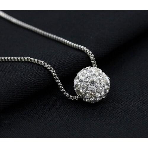 12mm Full Crystal Ball Pendant Necklace For Women Silver plated Color Necklaces & Pendants Jewelry Charms Jewellery Gift