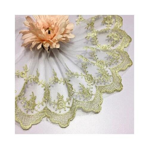 3Yards/lot Soft Mesh Embroidery Golden Lace Clothing Accessories Trims 14cm Dress Skirt Handmade Accessories Home