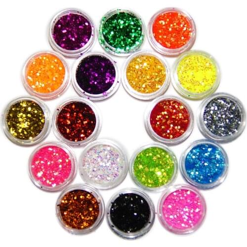 Nail / Set 3D / 18 Decoration Glitter Colors Bead Gems UV DIY Acrylic Nail Art Beautiful set