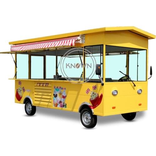 4 Wheels Electric Food Truck Outdoor Street Food Vending Cart Touch Screen Fast Food Kiosk Customizabled
