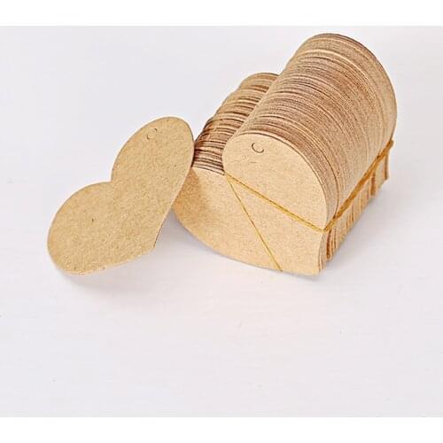 50pcs Heart Shape Kraft Paper Wedding Party Seat Tag Gift Blessing Card Candy Box Packaging Label Party Supplies DIY Crafts
