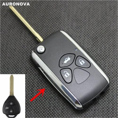 AURONOVA Upgrade Flip Folding Key Shell for Toyota Camry 2009 2010 2011 Rav4 2012 Corolla TOY43 Modified Remote Car Key Fob Case