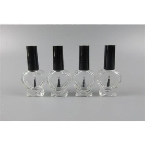 DHL Free 200pcs/lot 10ml Empty HNail Polish Heart Shape Bottle &Small Brush Nail Art Container Glass Nail Oil Bottles