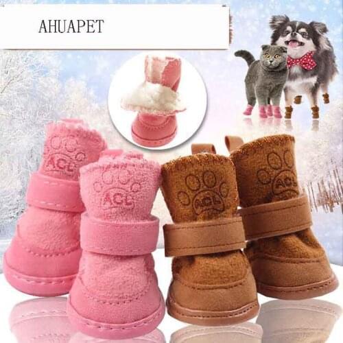 4pcs/Set Boots Shoe For Dog Shoe Covers For Dogs Dog Winter Paw Protector Warm Snow Calcetines Mascotas Cheap Non Slip Warm