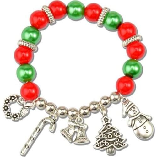 Retro Christmas Ornaments Beaded Bracelet Snowman Bracelet Santa Claus Bracelet