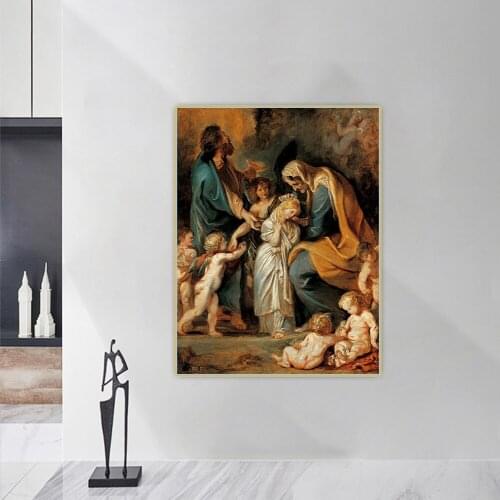 Citon Peter Paul Rubens《Virgin Adorned With Flowers》Canvas Oil Painting Art Poster Picture Wall Hanging Decorations Home Decor