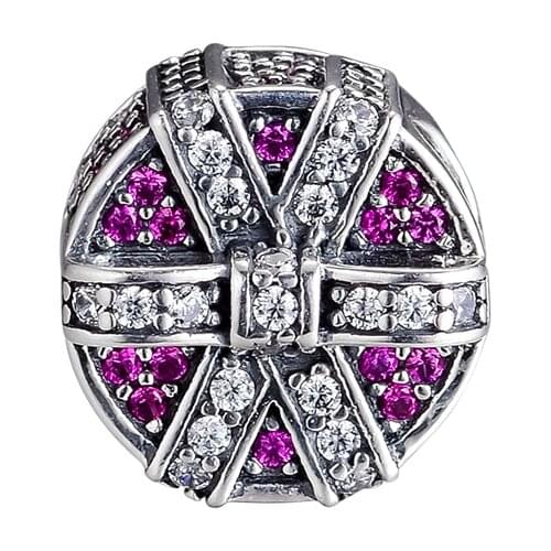 CKK Fits Pandora Bracelet 925 Sterling Silver Red & Clear CZ Shimmering Gift Charm Beads for Jewelry Making Berloque