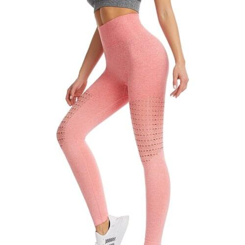 Colorfulkoala Hollow Super Breathable High Waist Womens Yoga Pants Womens 9-point Pants Workout Tights Tights Abdomen Lift