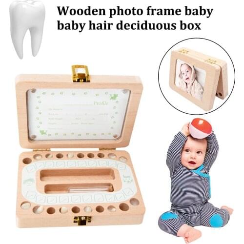 Wooden Photo Frame Fetal Hair Deciduous Tooth Box Children dental Storage Box durable and Environmentally Storage Box for Baby