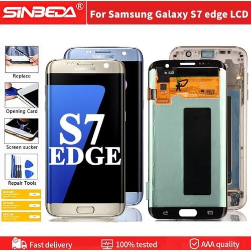 Original 5.5'' AMOLED LCD Display Touch Screen Digitizer Assembly For Samsung Galaxy S7 edge G935 G935F Repair Parts With Burn