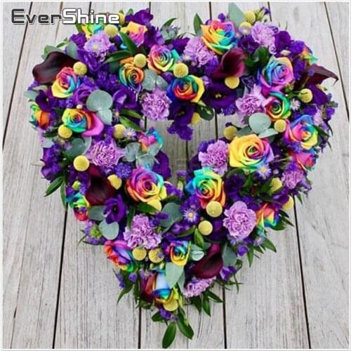 EverShine DIY Diamond Painting Full Square Diamond Mosaic Flower Pictures Of Rhinestones Diamond Embroidery Flower Wall Decor