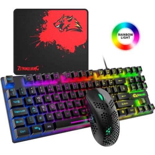 88Keys Wired Keyboards Gaming Mechanical Feeling RGB Backlit Keyboard Mouse Combos 6400dpi Mice for Pc Gamer Laptop Computer