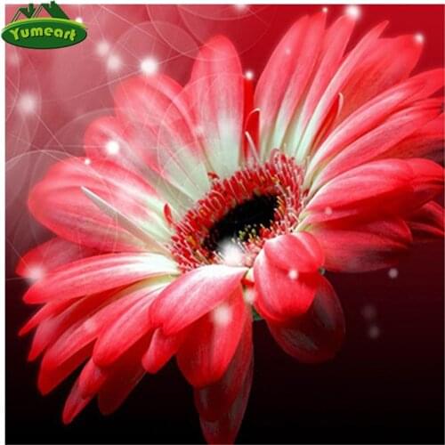 Full Square Drill 5D DIY Diamond Painting by Number "Red flower" 3D Embroidery Cross Stitch Mosaic Rhinestone Home Decoration