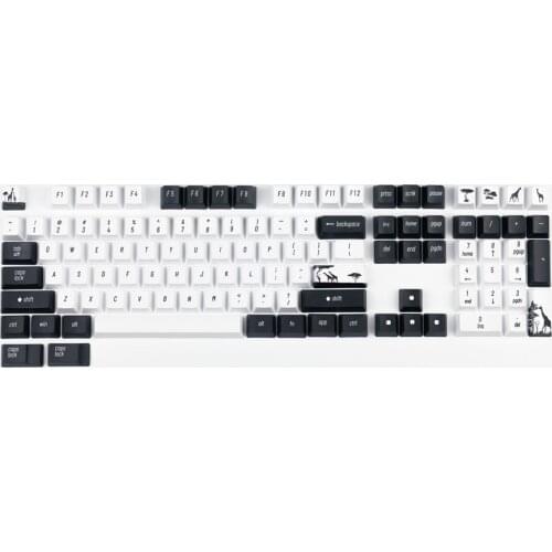 Giraffe Keycaps PBT Keycap Set Black White OEM Profile Rainforest Series DYE Sublimation Keycap For 104 108 Mechanical Keyboard