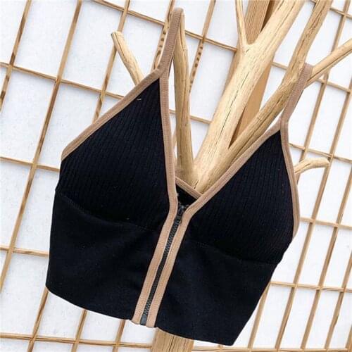 Korean Front Zipper Women Crop Tops Slim Spaghetti Strap Women Off Shoulder Sleeveless Casual Camisole Ins