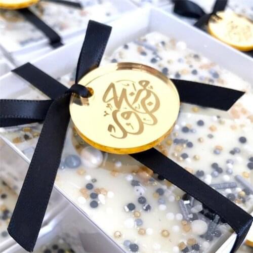 100* Personalized Engraved Couple Name Round Gold Mirror Coin Table Centerpiece Confetti Decoration Tag For Wedding & Engagement