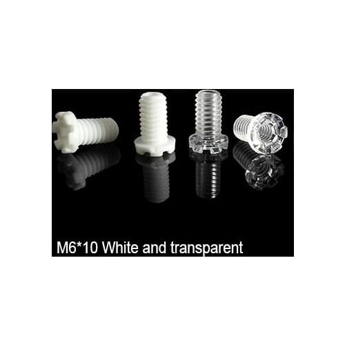 M6*10 hollow screw Pitch 1.0 MM Transparent clear LED Light screw,pc acrylic plastic wire grommet cable outlet Hollow bolt