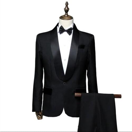 Mens Middle-aged Chorus Suits Adult Performance Costume Host Singer Suits Command Uniform Stage Costume Groom Wedding Dress