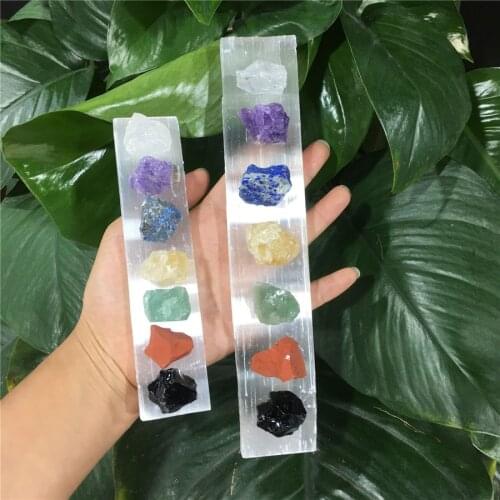 Natural Crystal Selenite Salt Rock Long Plate Quartz Gypsum Seven Chakras Amethyst Hair Mineral Point Reiki Treatment Home Decor