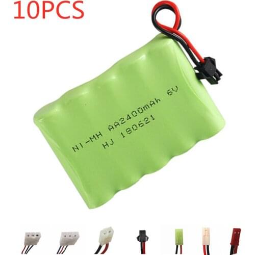 6v 2400mah NiMH Battery For Rc toys Car Boats Guns Truck Tanks Robots AA 6v Rechargeable Battery Pack 10Pcs For rc boats