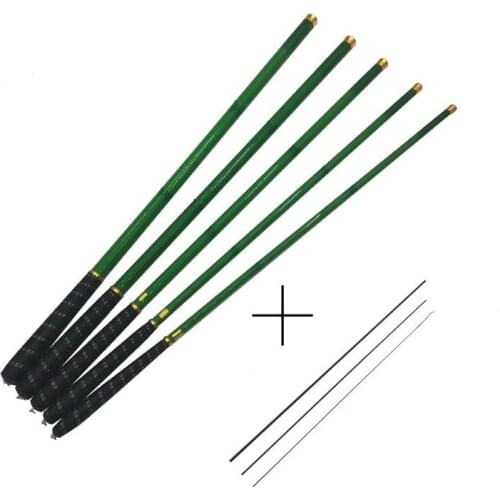 New Carbon Fiber Fishing Pole Ultra-light Carp Rod Green Telescopic Fishing Rod 3.6-7.2M+3 Spare Top Tips
